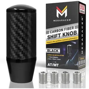 Black Carbon Fiber Shift Knob | Buttonless Automatic Manual Shifter | 6 Speed, 4, 5 Speed Gear Knob For Car Stick Shift