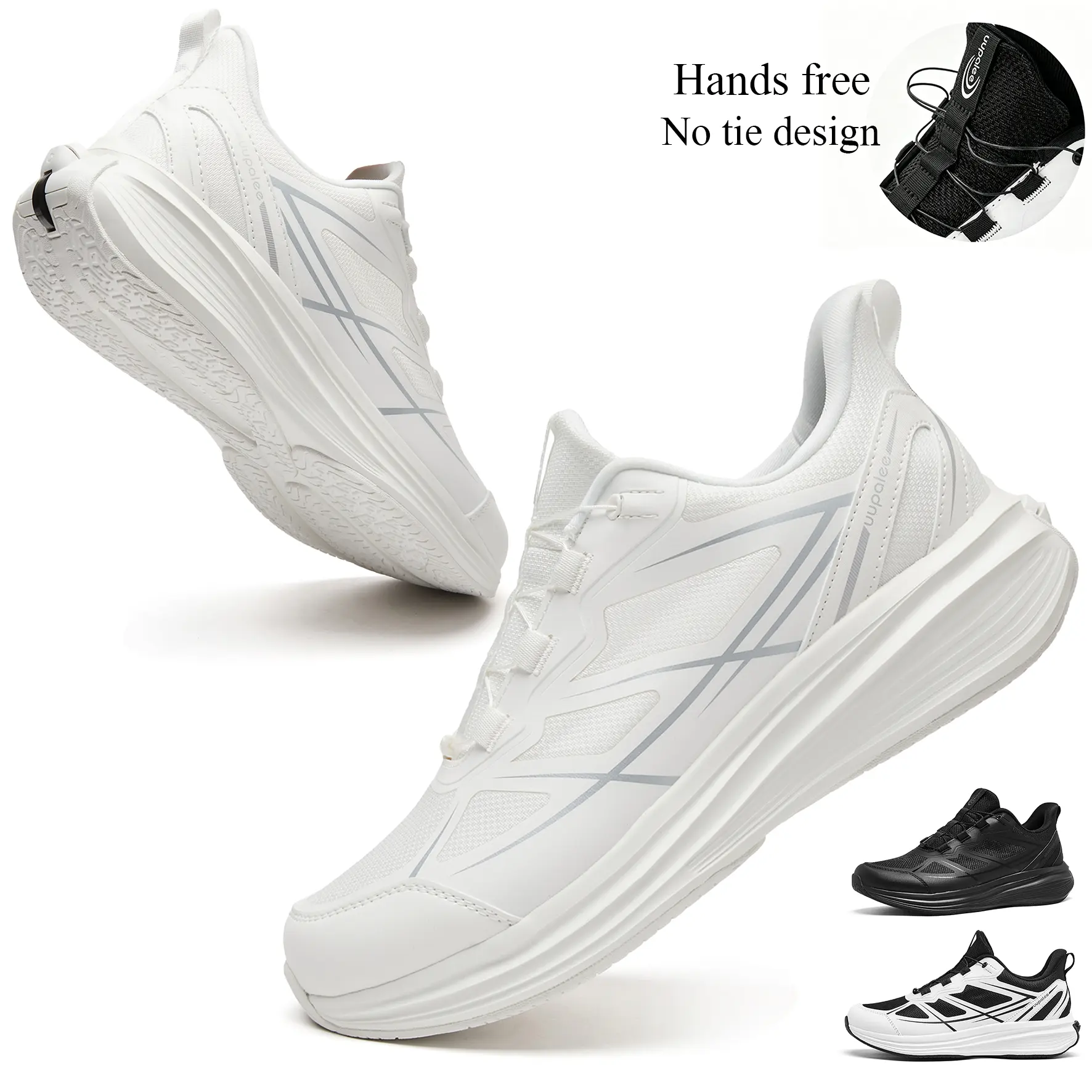 uupalee No‑Tie Slip‑On Casual Sneakers Men's Women's Hands-Free Self-Lacing Sneakers, No-Bend Convenience, Lazy-Friendly Lifestyle Shoes for Daily Walking No‑Tie Slip‑On Casual Sneakers