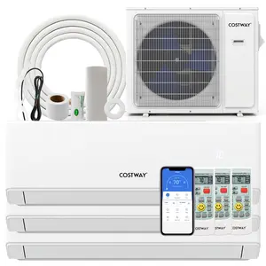 COSTWAY - 36000 BTU 3 Zone 23 SEER2 Mini Split Air Conditioner Wifi Enabled with Heat Pump-9K + 9K + 9K