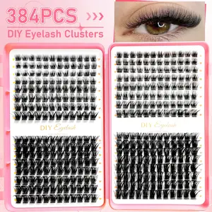384pcs Individual Lashes Eyelash Book Clusters, Extensions False Eyelash DIY at Home, Cluster Eyelash Extensions Makeup
