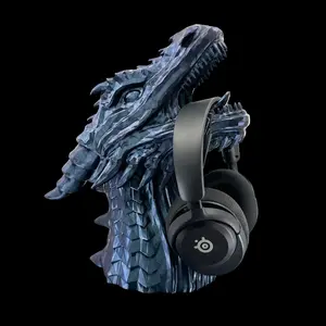 Dragon Headphone Stand - 12" Fantasy Headset Holder with Epic Dragon Design, High-Detail 3D Printed, Eco-Friendly PLA, Gamer Decor
