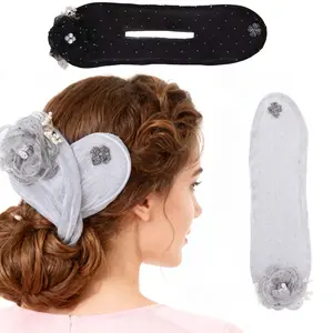 Hand Embroidered Flowers Hair Accessory Set for Women and Girls - French Hair Twister, Sparkly Ball Clip, and Hair Roller for Long Thick Hair (2PCS) outdoorfun