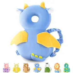 Baby Head Protector Backpack, Toddler Walking Fall Head Protection, Blue Dinosaur