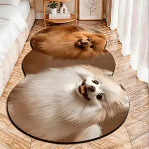 Cute Dog Style Velvet Rug, Non-Slip Design, Perfect for Bedroom, All Seasons, Valentine's Day, Christmas, Thanksgiving