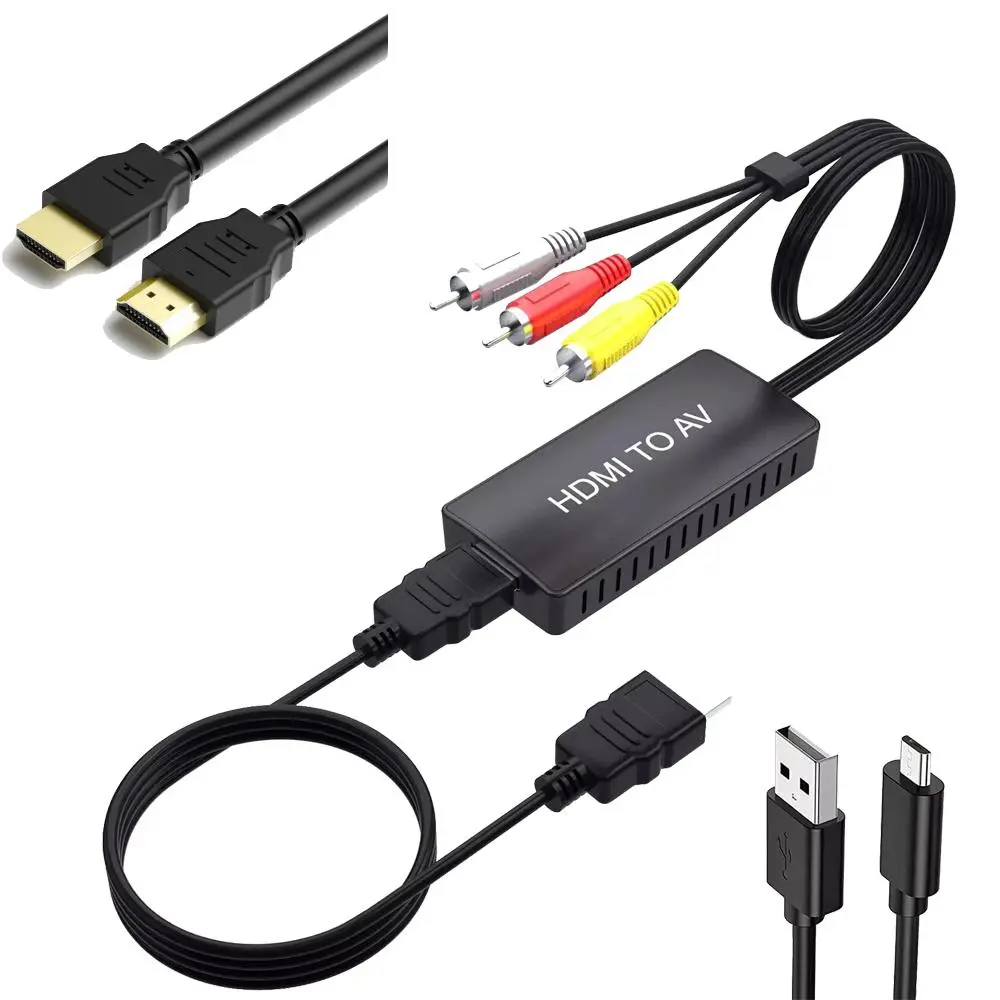 RCA Composite AV to HDMI Converter - Video & Audio Adapter with 720P/1080P Switch, Accessories for Gamers, for Retro Gaming, VCR to Modern HDTV & Monitor