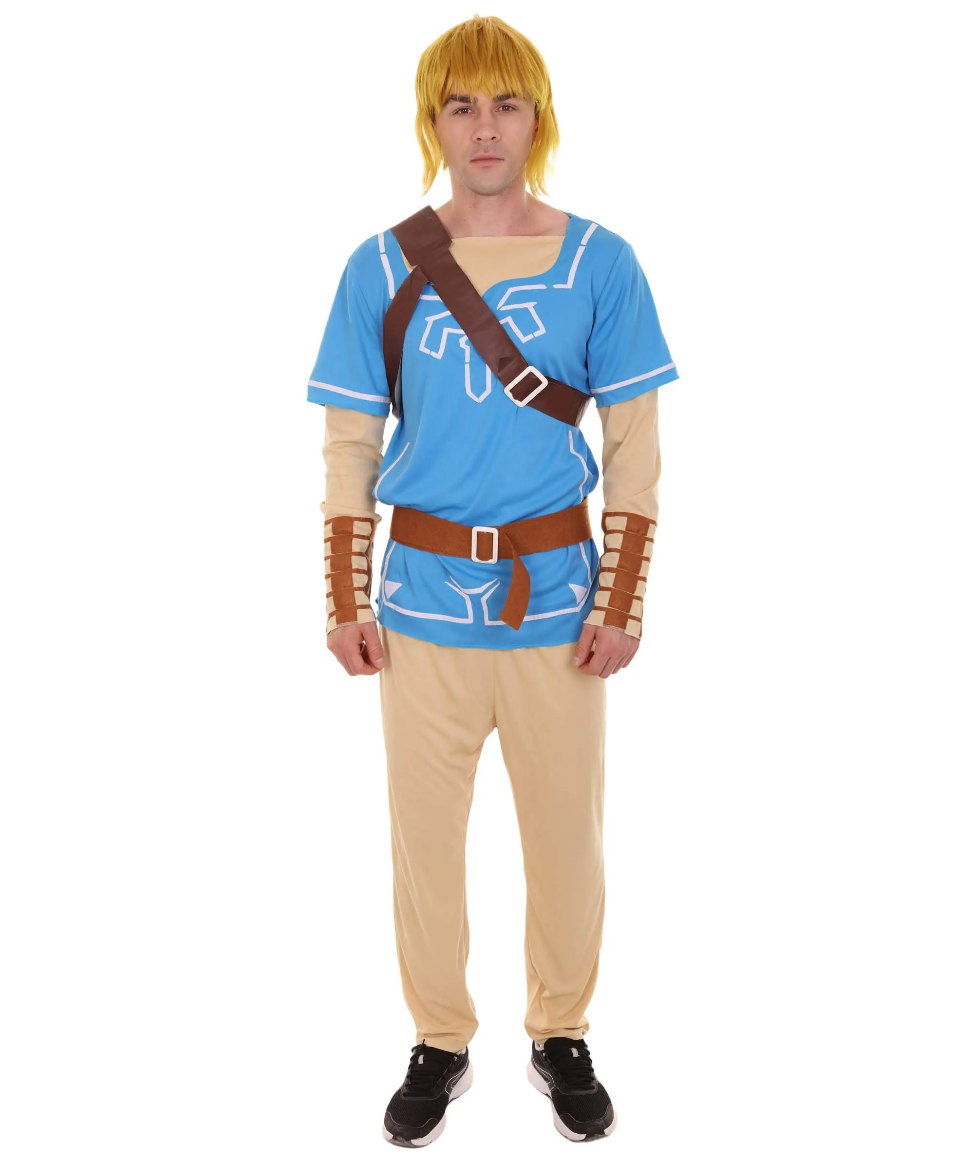 Men's Adventure Gaming Costume in Wild Blue | Adult Amine Cosplay Costumes for Men | Ideal Halloween and Themed Party Outfit | Traditional Dress Accessories Set - Multiple Size