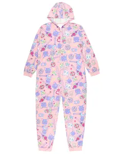 Sailor Moon Anime Manga Series Women's Wands Luna Artemis Hooded Zip Up Footless Union Suit Pajama Sleepwear with Pockets
