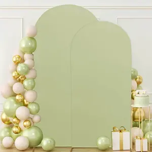 2-Piece Sage Green Wedding Arch Backdrop Set, Elastic Double-Sided Backdrop, Suitable for Weddings, Birthday Parties, Graduation Ceremonies, Anniversary Decorations, 31.5*72inch and 47.6*86.6inch, Party Decoration Supplies