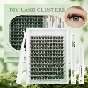 DIY Lash Clusters Kit, Individual Wispy Lash Extensions with Bond Seal Remover & Tweezers, Natural Cluster Lashes for Beginners, Long Lasting Waterproof DIY Eyelash Set for Self Application fluffy d curl tiktokshopspringglowup