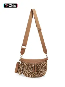 Leopard Pattern Crossbody Bags for Women, Women's Fanny Pack with Headphone Bag, Shoulder Bag with Adjustable and Removeable Straps for Daily Shopping Travel, Adjustable Strap Purse, Adjustable Crossbody Purses