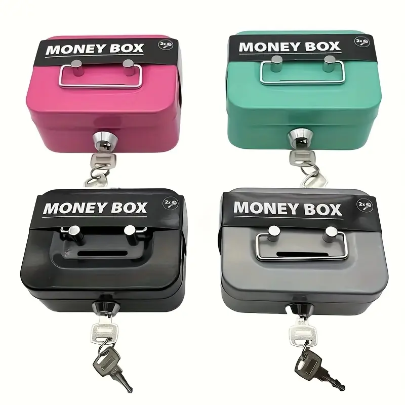 Stainless steel safety metal key lock storage box with password and key ...