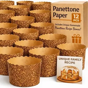 15 oz Paska Mold Easter Bread Forms 12 Pack – Large Easter Bread Paper Mold Panettone Paper Kulich Paska Brown Design