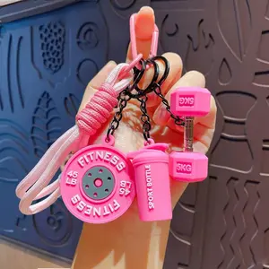 Fitness Keychain Set, MSilicone Dumbbell Kettlebell Weight Plate Keychains, Cute Keychain Gym Accessories for Men Women keychain gift high quality fashion jewelry jew lery