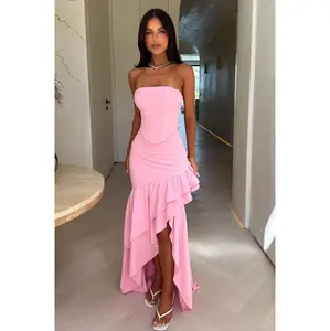 Thalassa Strapless Corset Maxi Dress - Pink