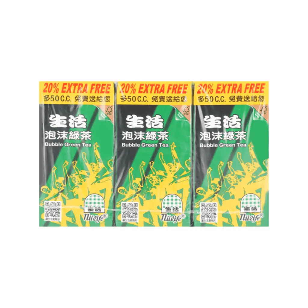 NuLife Ready-to-Drink Caffeinated Bubble Green Tea Beverage with Chewy Tapioca Pearls - 300ml x 6 Pack, Convenient Drink for Adults, Bubble Tea
