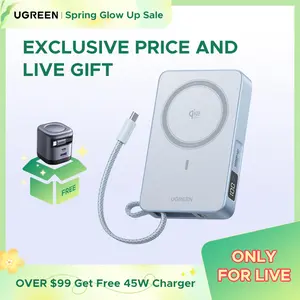 【LIVE ONLY】UGREEN MagFlow 10000mAh Power Bank Qi2 25W Certified Wireless Charging Magnetic Portable Charger for MagSafe with Built-in Cable 30W USB-C Battery Packfor iPhone17 Pro Max/Pixel 10 Pro XL,TikTokShopHolidayHaul