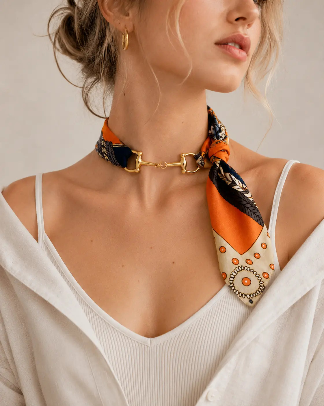 Horse Bit Silk Scarf Necklace