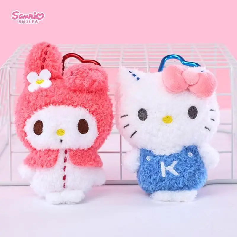 L Sanrio Silhouette Series Plush Ornaments Hello Kitty Pendant Cool Penguin Big-Eyed Frog Cinnamon Pompom Dog Accessories