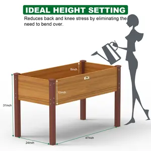 Raised Garden Bed with Legs, 24x31x47 inch Elevated Wood Planter Box with Liner for Growing Vegetables, Flowers