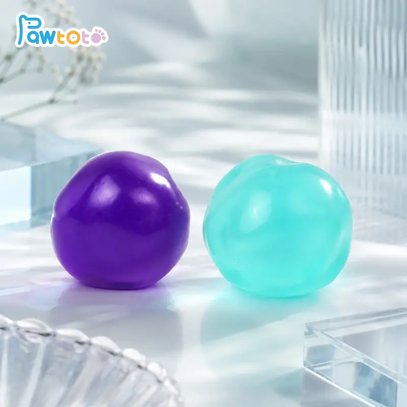 Pawtoto Handcrafted with Love Solid Color Rubber Silicone Soft Ball - Squishies Toys Sensory Stress Reliever, Fidgets Tool with Creamy Clay Texture, Novelty Toy for Stress Relief