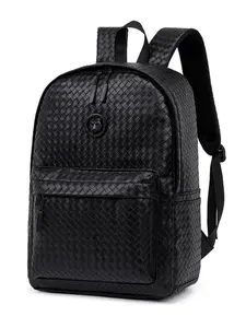 Fashion Unisex Woven PU Leather Plaid Pattern Backpack Travel Bag Bookbag, Stylish All-Season School & Casual Use, Durable Lightweight Design backpack for man，mochila，Student Backpack