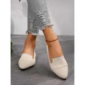 Women's Fashionable Solid Color Pointed Toe Flat Shoes, Casual Comfortable Shoes for Daily Wear, Lightweight Breathable Shoes for Women & Girls, Running