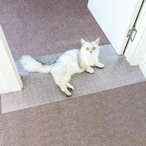 Clear Plastic Anti Scratch Cat Carpet Protector Mat for Pets, Repellent Barrier for Doorway Corner, Easy to Cut, 3.6FT 1pack