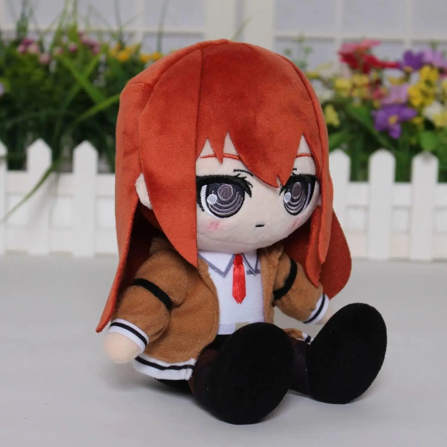 Stuffed 20cm Anime Kurisu Makise Sitting Posture Set Plush Cotton Doll Toy for Kids Adults Birthday Gift or Soft Pillow