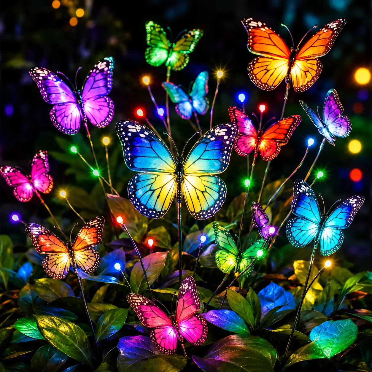 Solar Lights Outdoor Garden Decor: 2/4/8 Pack 34 Silk Butterflies with 44 Color-Changing LEDs - Auto On/Off 12H Magical Lighting IP65 Waterproof for Yard Patio Pathway - Unique Gifts for Mom Grandma