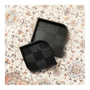 Glitzhome Leaf Shape Ash Wood Decorative TraysSet of 2