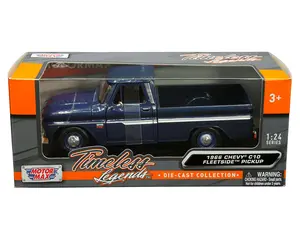 Motormax 1:24 1966 Chevrolet C10 Fleetside Pickup Dark Blue Diecast Model Toy Car
