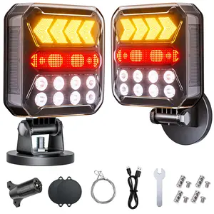 Solar Trailer Lights – No Wiring, Wireless Setup, Just Stick & Go, Magnetic Mount, USB-C Backup Charging, Easy Install for Truck RV Boat Trailer