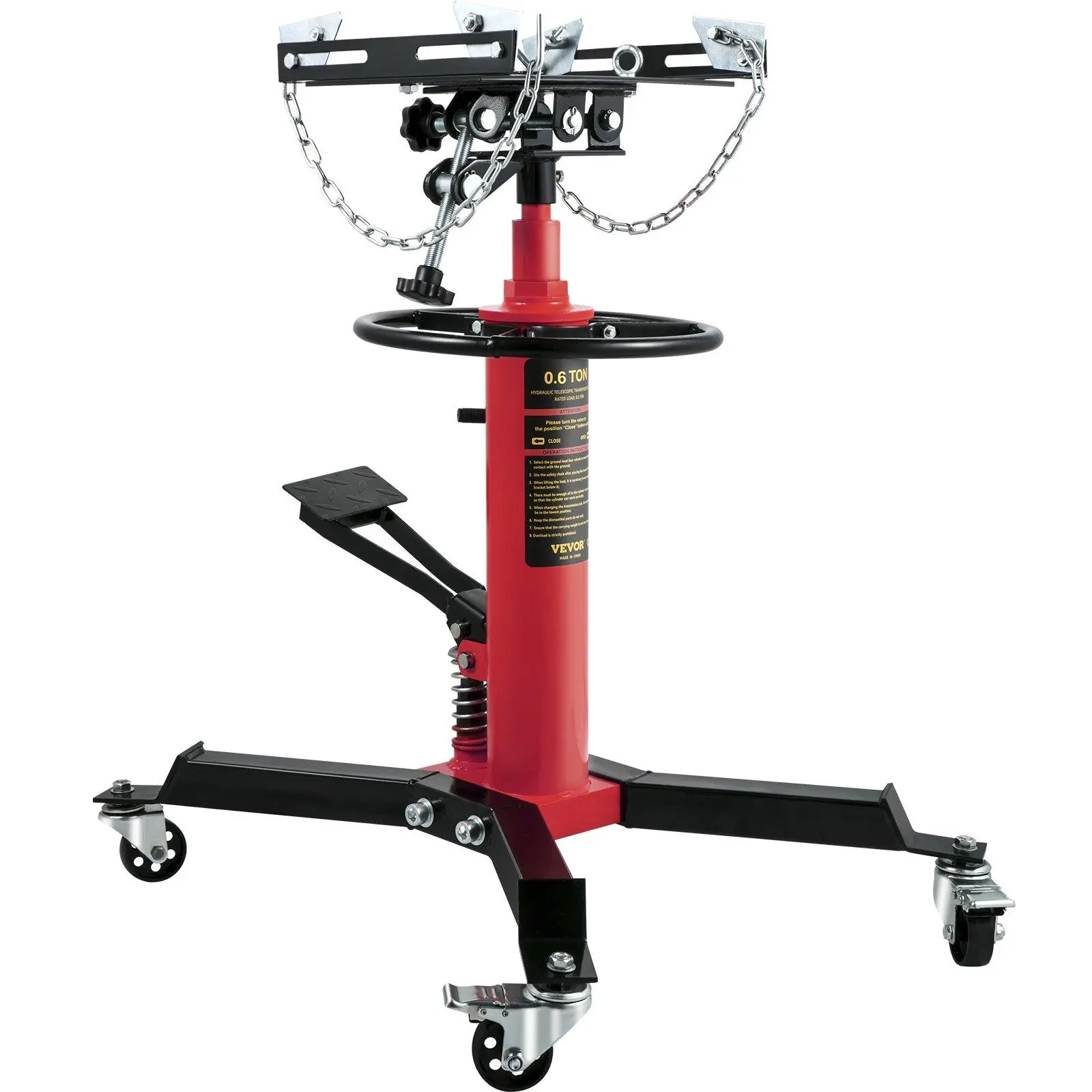 【Summerfinds】VEVOR Transmission Jack 3/5 Ton/1322 lbs Capacity Hydraulic Telescopic Transmission Jack2-Stage Floor Jack Stand with Foot Pedal360° Swivel WheelGarage/Shop Lift HoistRed,car accessories