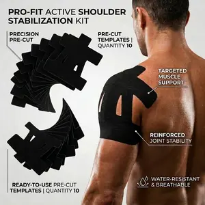 Kinesiology Tape for Shoulder Pain Relief Pre Cut Sports Waterproof Breathable Enhance Elastic Kinesiology Athletic Tape for Shoulder Support and Muscle Sports(Black)