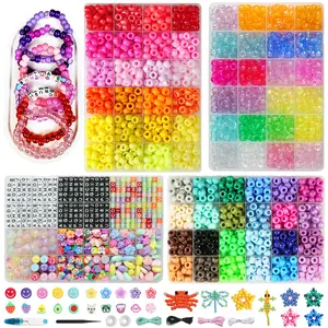 Pony Beads Set 3000 Beads for Bracelets Variety Elastic Cord Scissors Accessories DIY Friendship Bracelets Gift for Girls 6mm Hole Diameter Premium Packaging