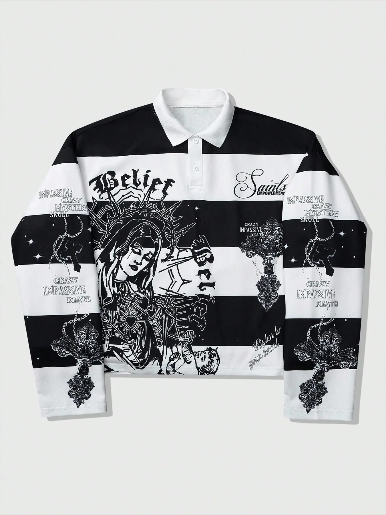 Men's Fashion Streetwear Y2K Style Half-Open Collar Loose Long