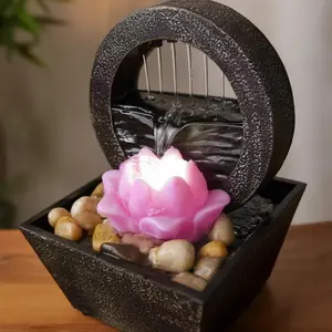 Glowing Lotus Desktop Ornament with Flowing Water, Indoor Decoration, Feng Shui Element, Ideal for Office and Home Relaxation, USB Powered, Feng Shui Ornaments