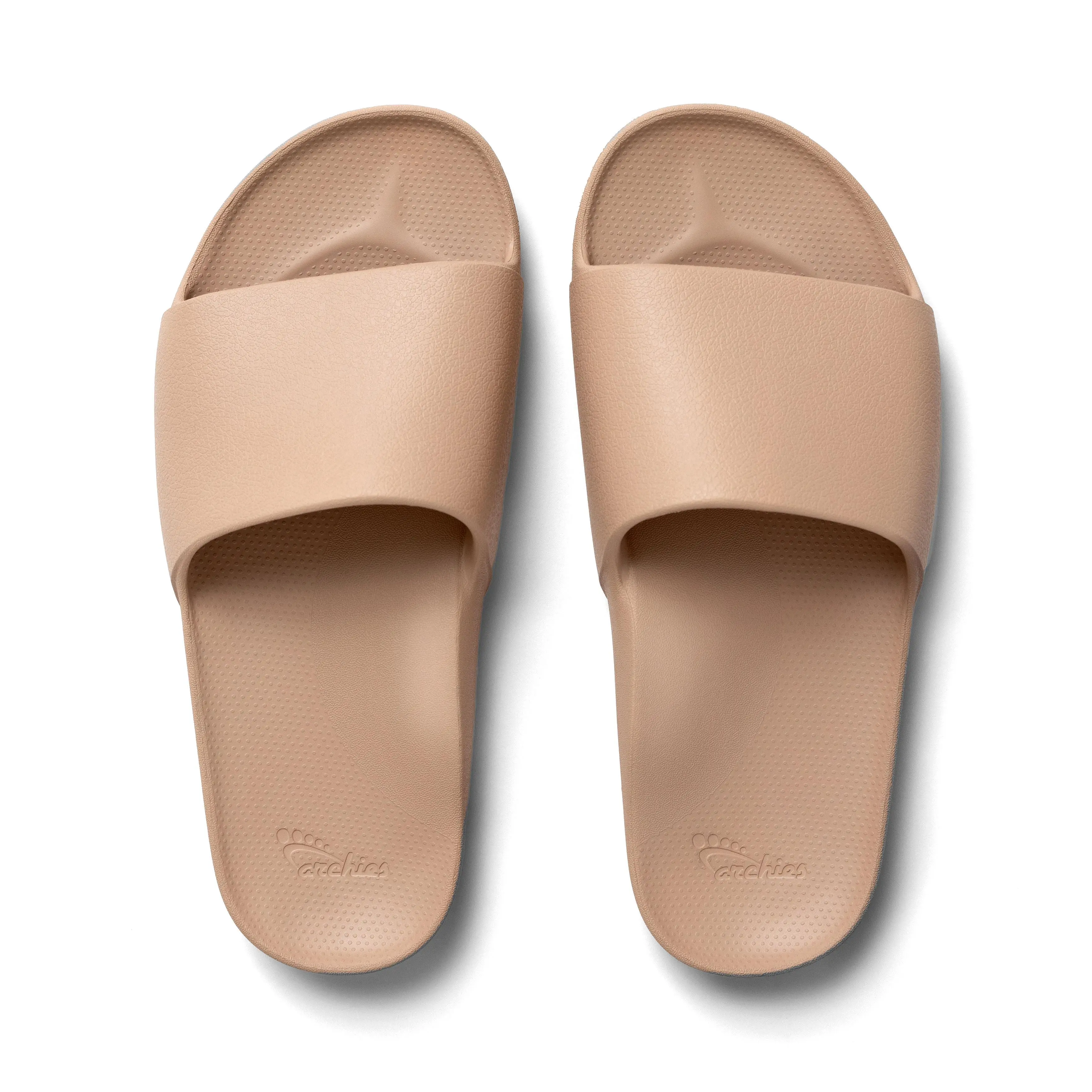 ARCHIES | Tan Arch Support Slides – Orthotic Recovery Sandals for Plantar Fasciitis Relief, Foot Pain & Heel Pain – Lightweight, Cushioned, Shock-Absorbing Slides for Walking, Standing, and All-Day Comfort