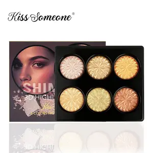 6 Colors Highlighter Powder Palette, Glitter Highlighter Makeup Palette Contour Palette, Eyeshadow Makeup Kit, Shimmer Pigment Palette, Waterproof, Long Lasting, Brilliance