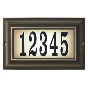 212 MAIN 15 in. Edgewood Standard Lighted Address Plaque, Cast Aluminium Construction, Oil Rub Bronze Frame, Illuminated Lens, Lighted House Number Sign, Home Decor Products