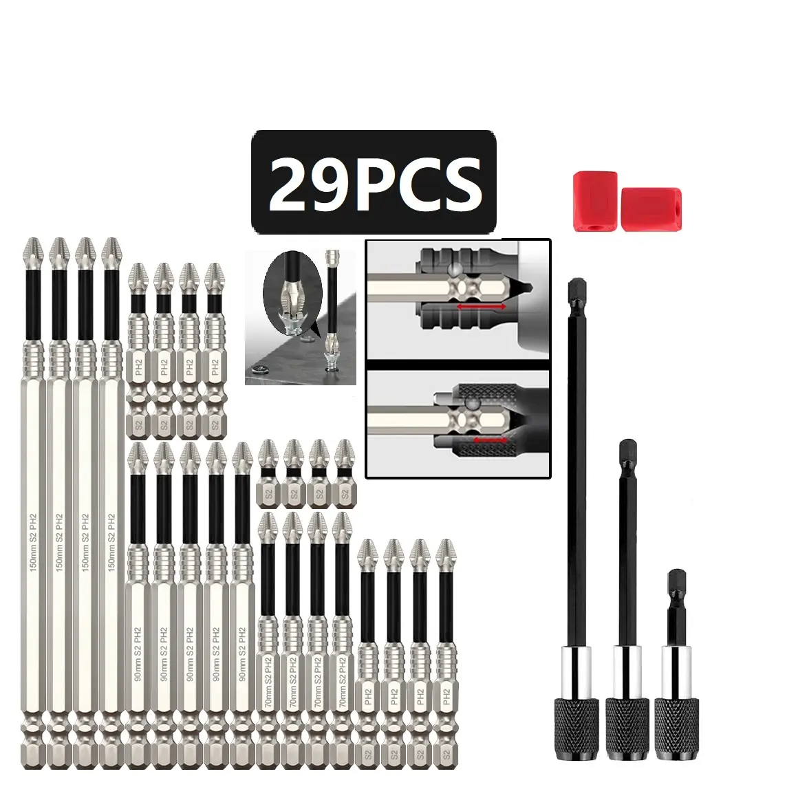 K7 Ph2 Multi-Specification Bestseller, K5 Anti-Slip Impact Resistant Heavy Duty Bit Set, Strong Magnetic, High Hardness Cross Screwdriver Drill Bits, High Torque