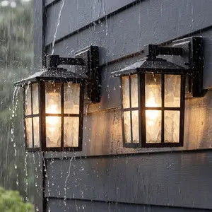 KDG Outdoor Waterproof Patio Wall Light Fixtures Set of 2, Black E26 Socket Exterior Lanterns with Tempered Glass, Modern Wall Mounted Lamp Suitable for Home, Front Door, Garage, Porch, Garden Yard Decoration #Summervibes outdoorfun