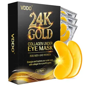 24K Gold Collagen Under Eye Masks, Comforting Skincare Moisturizing Eye Masks, 12 Pairs/Set, Soothing & Hydrating, Nourishing Under Eye Skin, Summer Eye Care Product