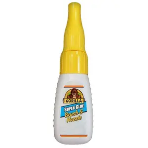 Gorilla 10g Super Glue Brush and Nozzle, Gorilla Super Glue with Brush, Dual Applicator Super Glue, Brush and Nozzle Glue, Precision Glue with Brush, Craft Super Glue, Controlled Application Glue, No Mess Brush Applicator.