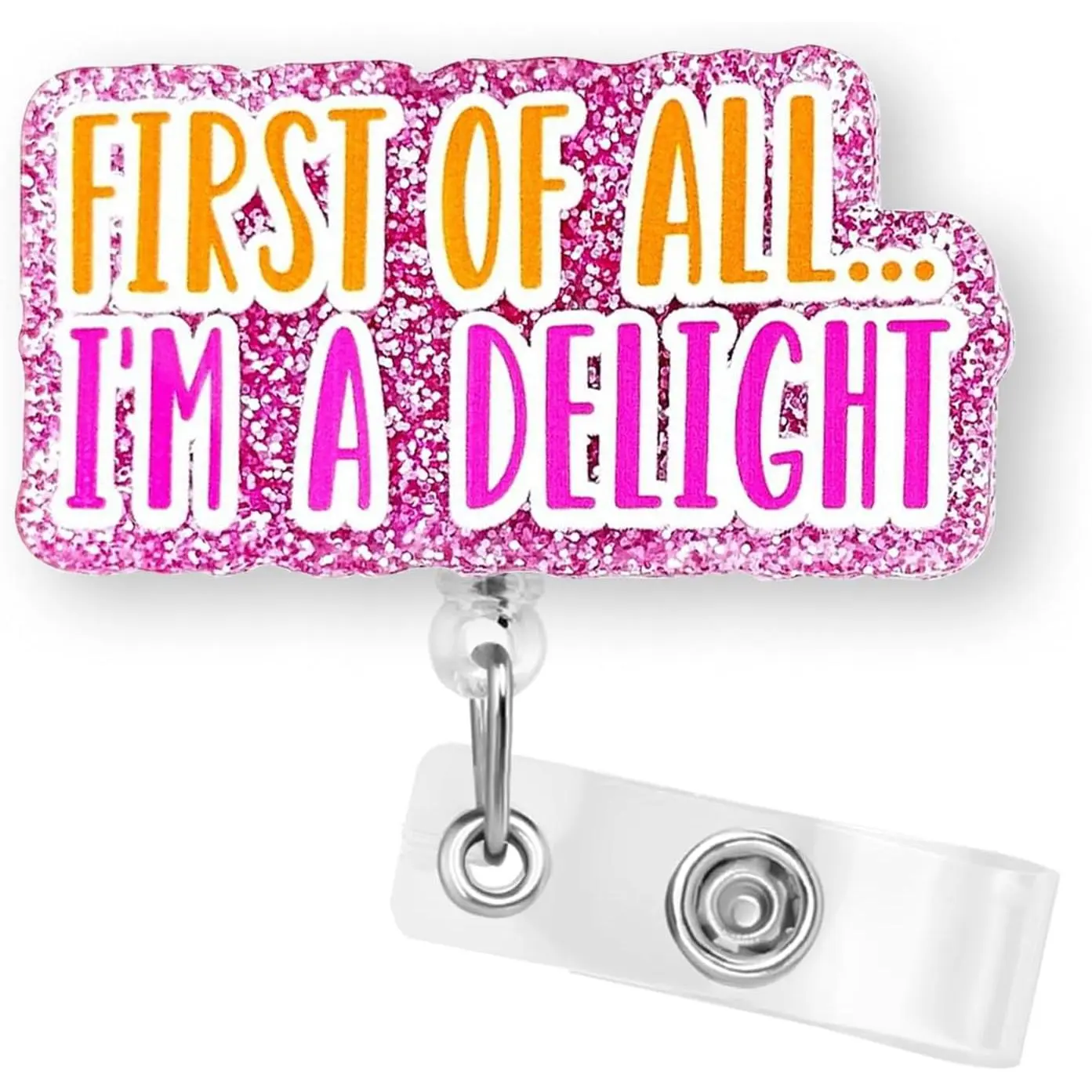 Delight Funny Nurse Badge Retractable 24" Durable Nylon Cord with Clip - Cute ID Badge for RNs and Teachers