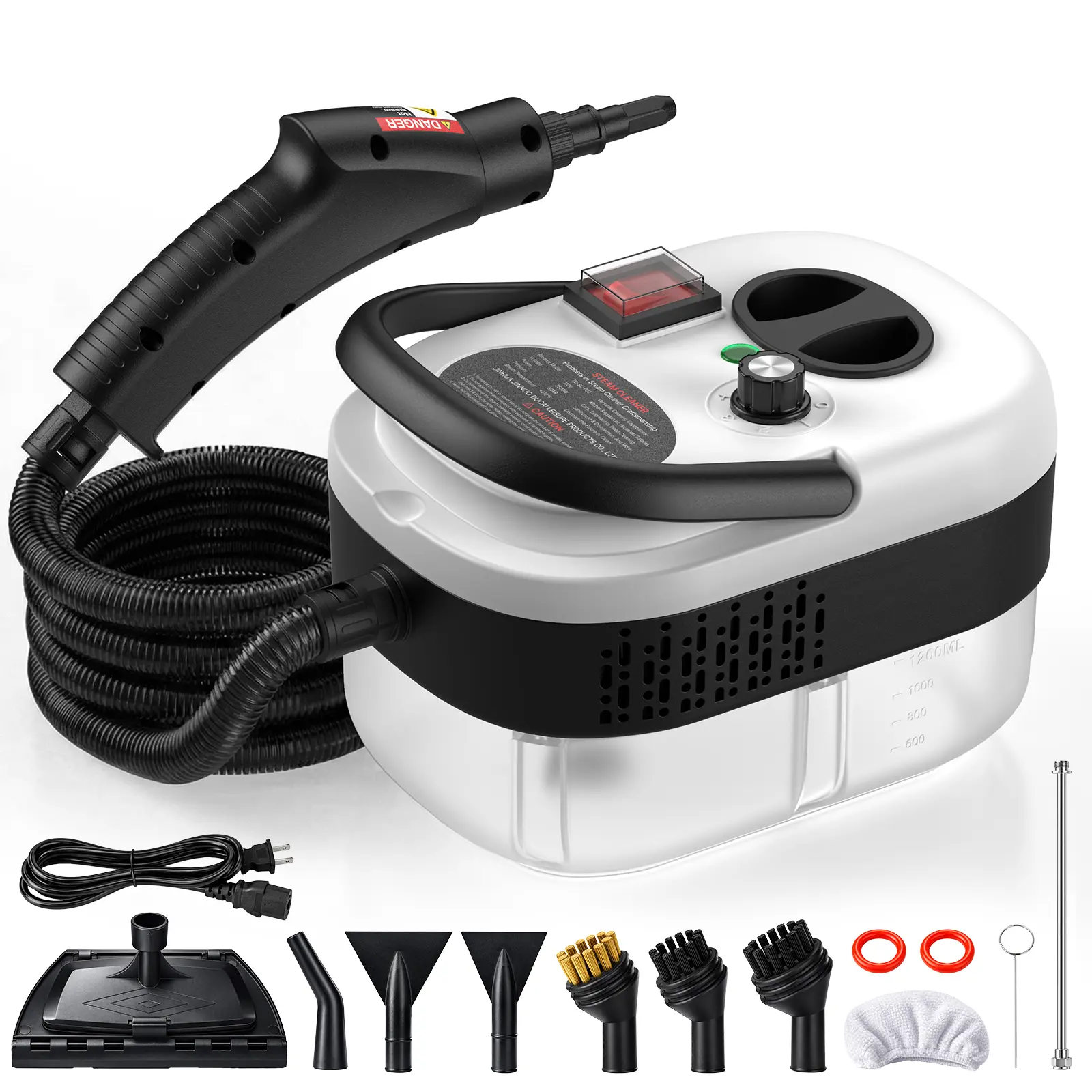 EasyWox Handheld Pressurized High-Temp Portable Steam Cleaner with Grip Handle, Adjustable Heat - for Home Users, Tile Floors, Upholstery - Includes Accessories Set
