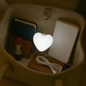 Heart-shaped USB Light, Touch-activated, 15s Auto-off, Rechargeable, Portable, Pet Safety for Wallet, Handbag, Beach Bag, Easy Finding. Perfect Gift for Women, Ideal Mother's Day Gift.