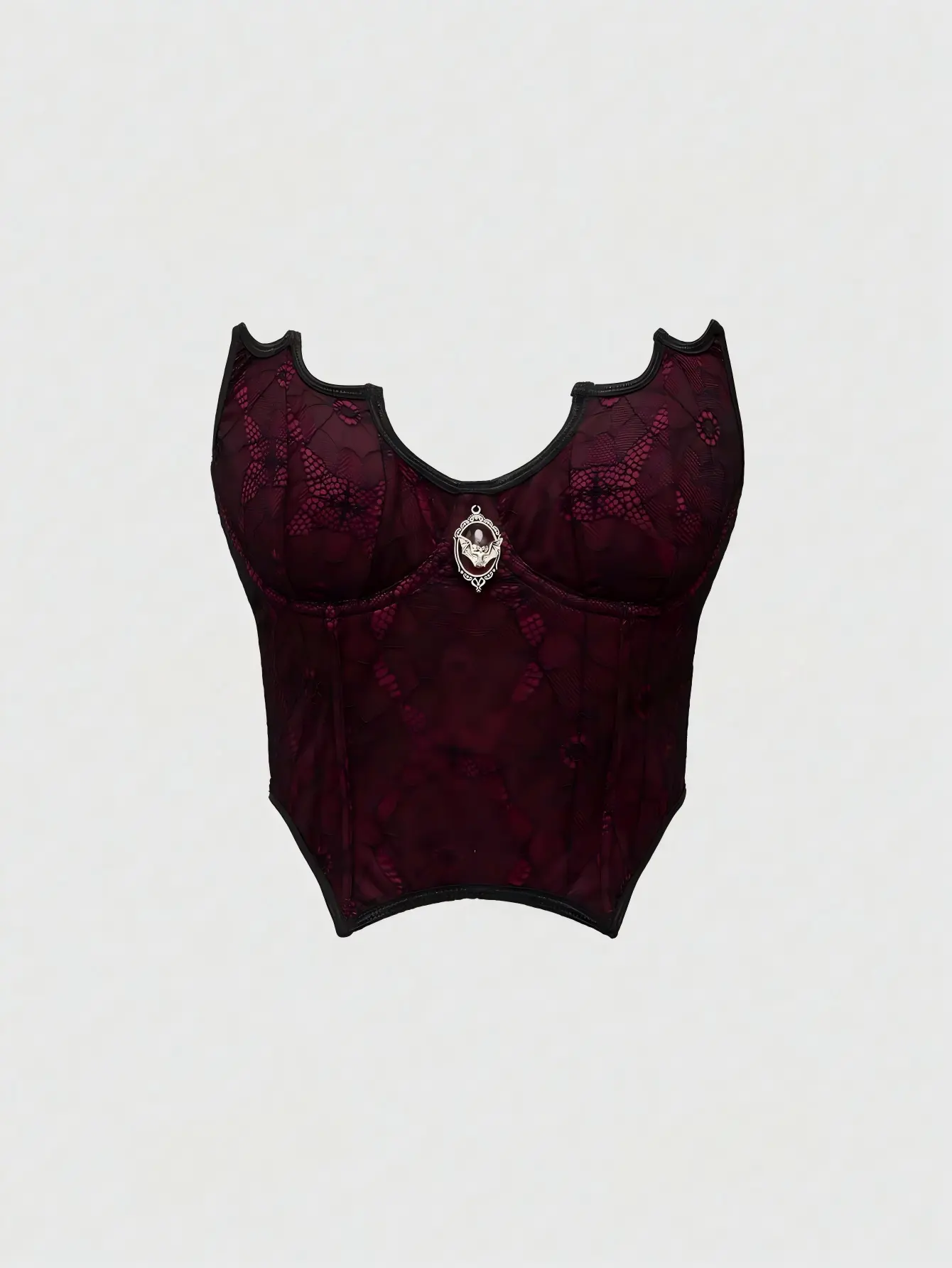 Women's Red Spider Lace Corset Top - Gothic Detailing, Corset Style Bustier for Night Out, Party or Costume Wear Diabolic Outfit