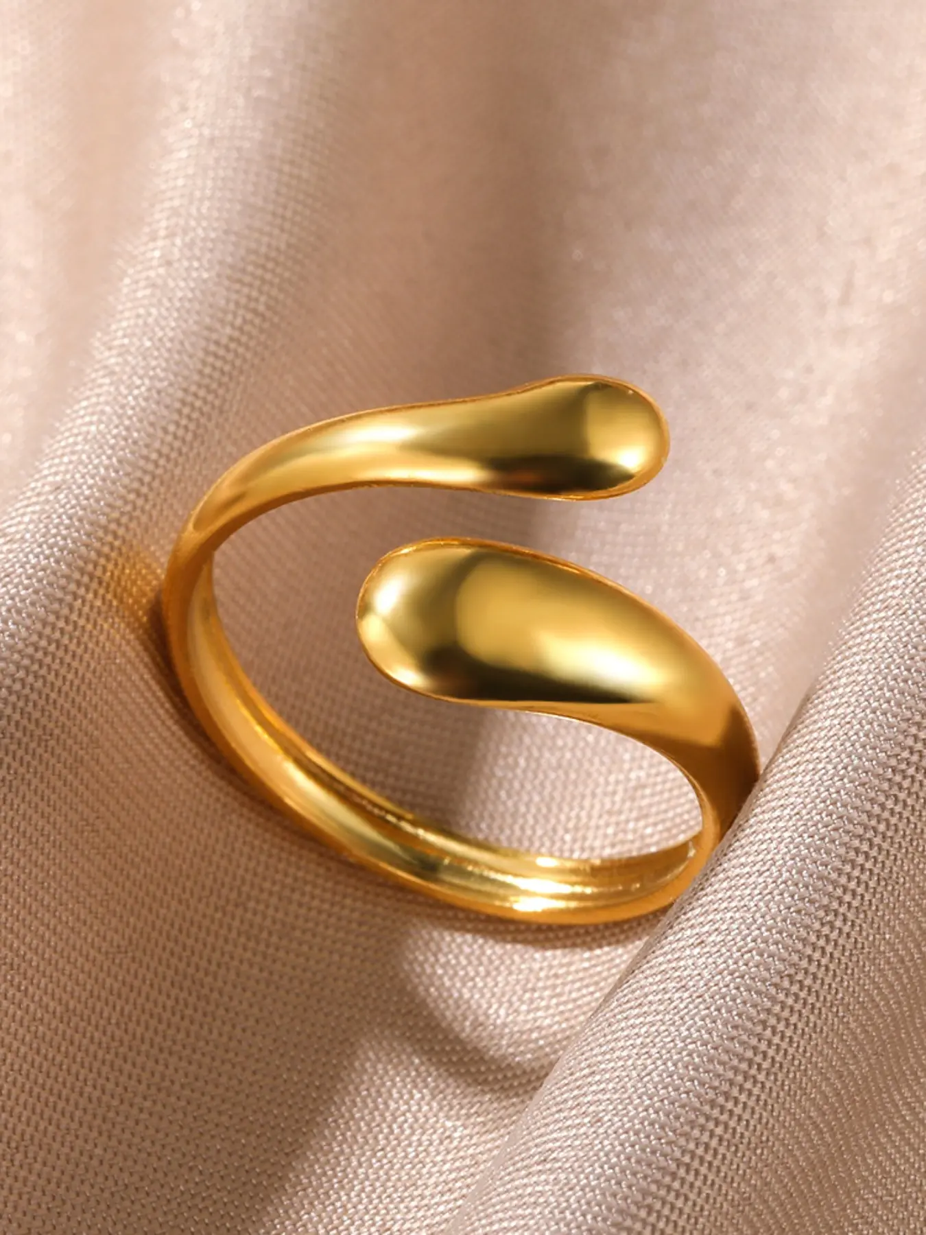 Adjustable Stainless Steel Ring for Women, Elegant Water Drop Geometric Design Jewelry Accessory, Versatile Fashion Gift for Any Occasion, Unique Drop Shape Ring, Elegant Casual Ring, Adjustable Rings, Beautiful Rings