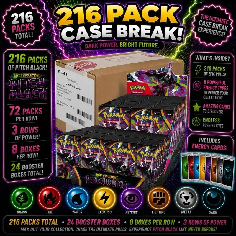 Pitch Black Pokemon Energy Break 216-Pack Trading Card Box Case break.